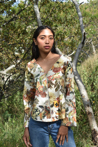 Maxine Blouse in Satin Fall Floral