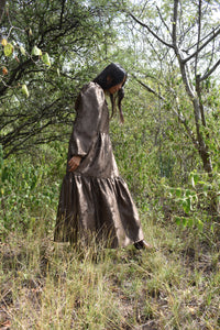 Jasmine Dress in Brown Brocade