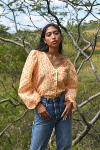Victoria Blouse in Orange Floral