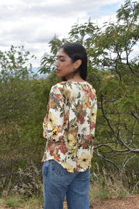 Maxine Blouse in Satin Fall Floral