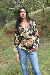 Maxine Blouse in Satin Fall Floral