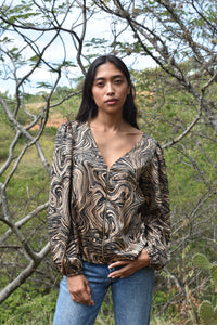 Maxine Blouse in Satin Fall Floral