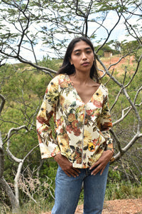 Maxine Blouse in Satin Fall Floral