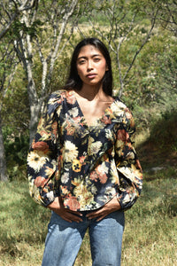 Victoria Blouse in Satin Fall Floral