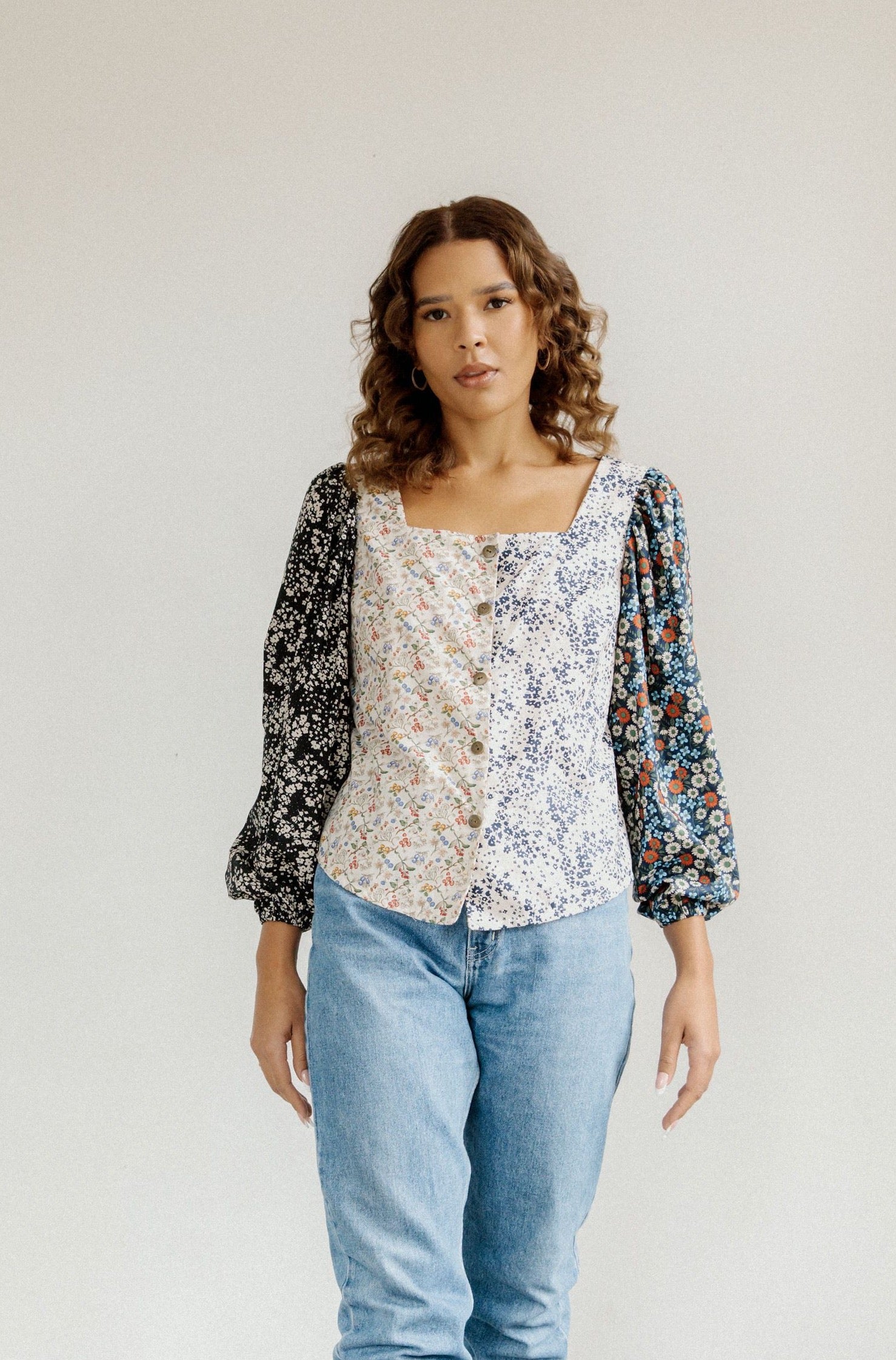 Megan Blouse in Fall Floral Mix