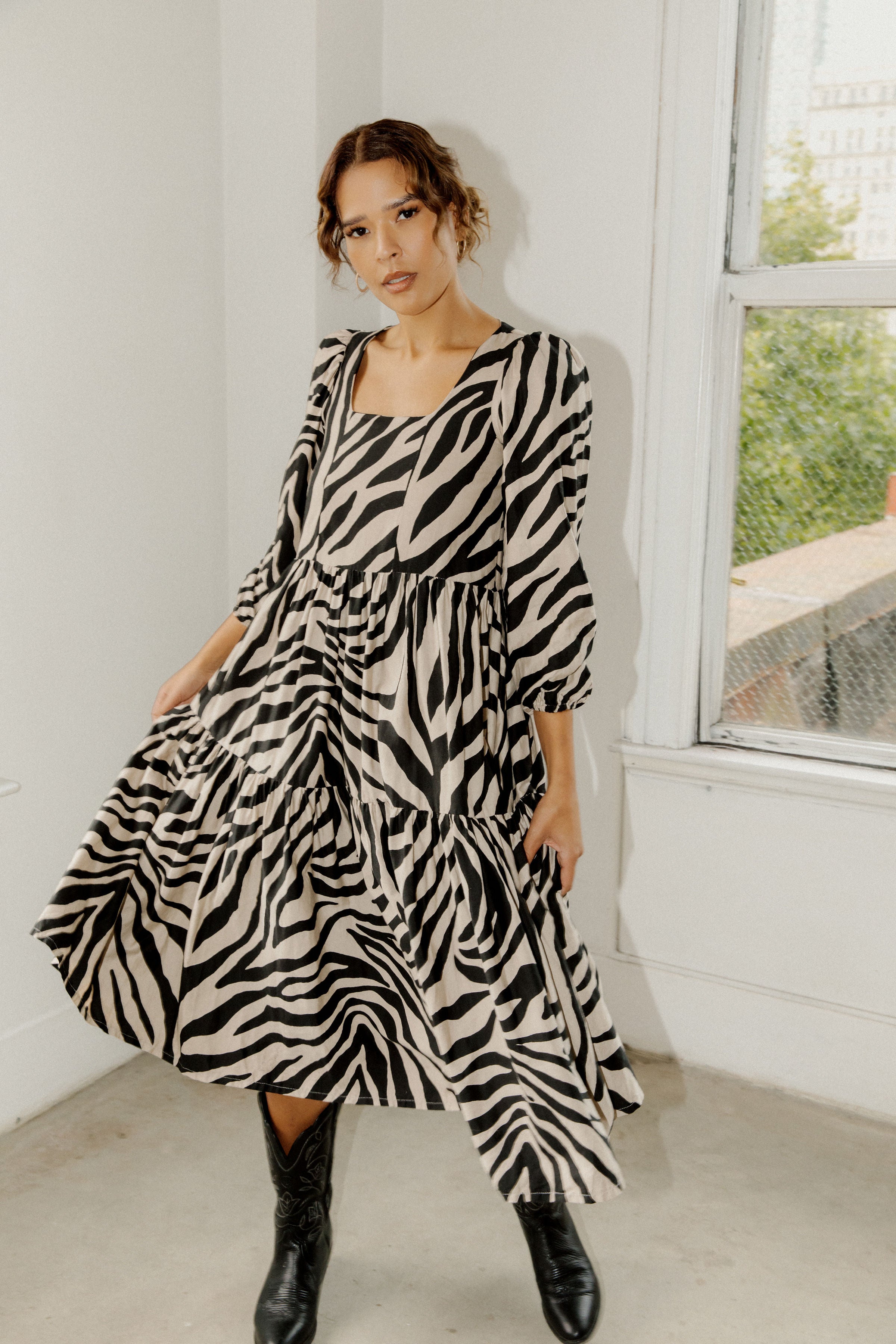 Michelle Dress in Antique Zebra