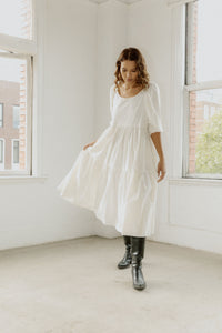 Jasmine Dress in White Organic Cotton