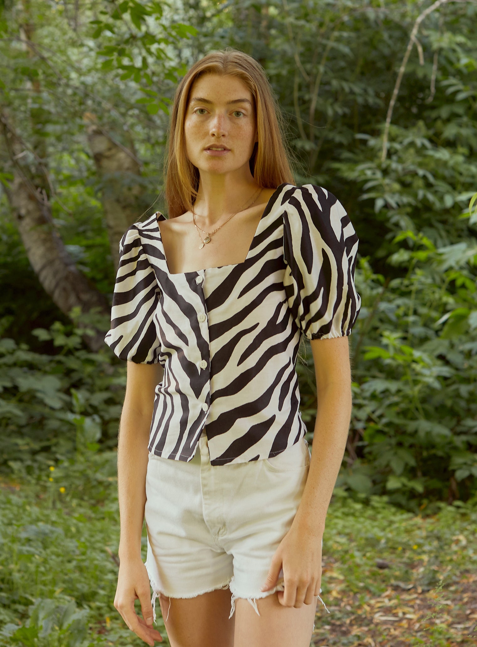 Amber Blouse in Cotton Zebra