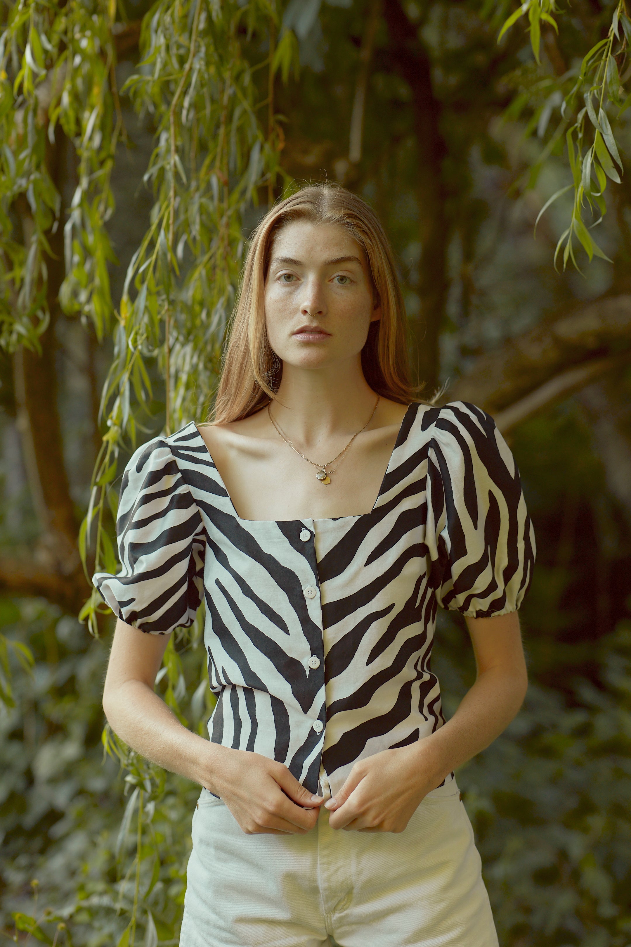 Amber Blouse in Cotton Zebra