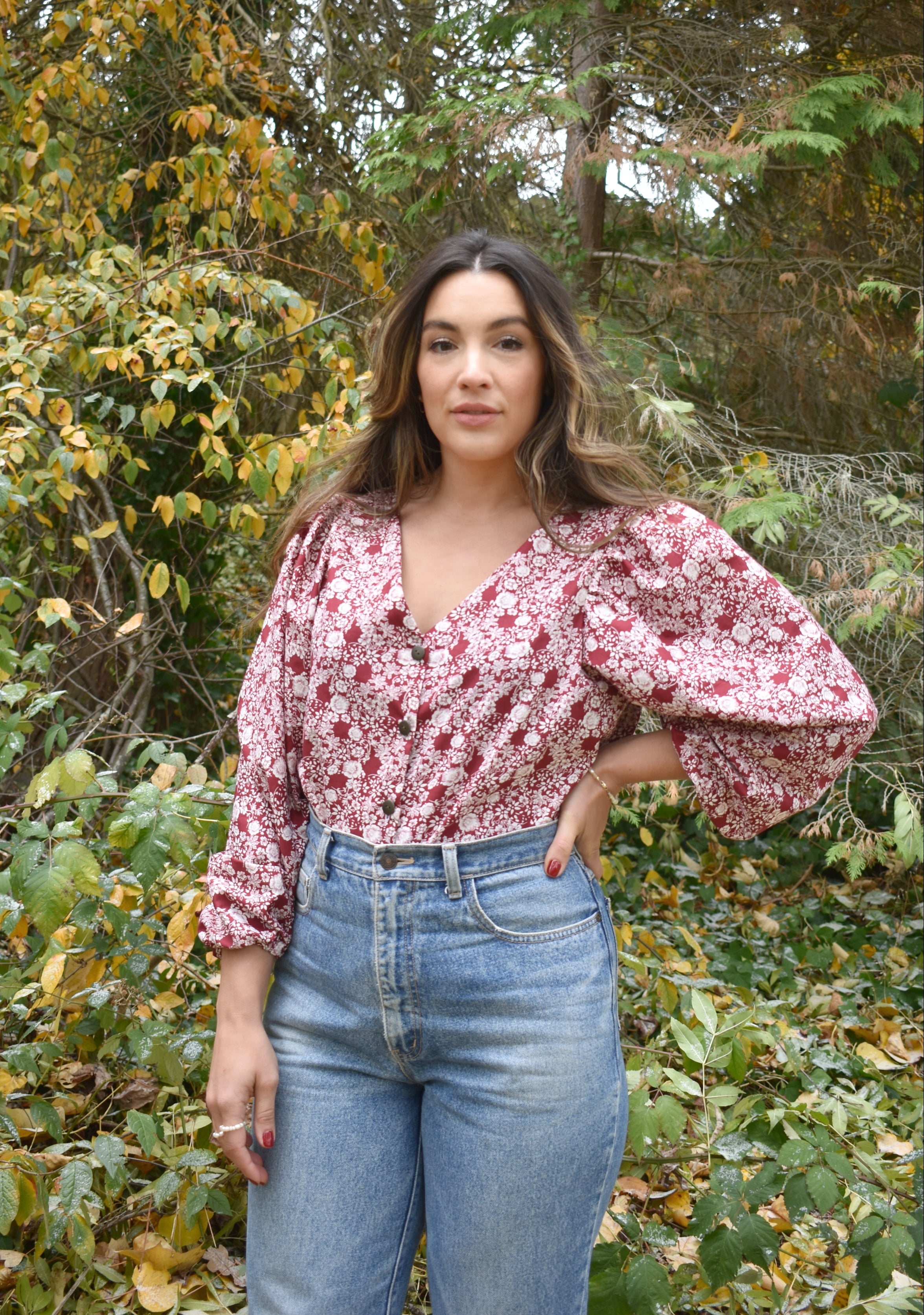 Victoria Blouse in Red Floral