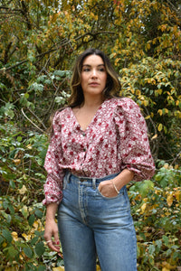 Victoria Blouse in Red Floral