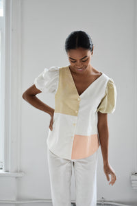 Victoria Blouse in Natural Patchwork