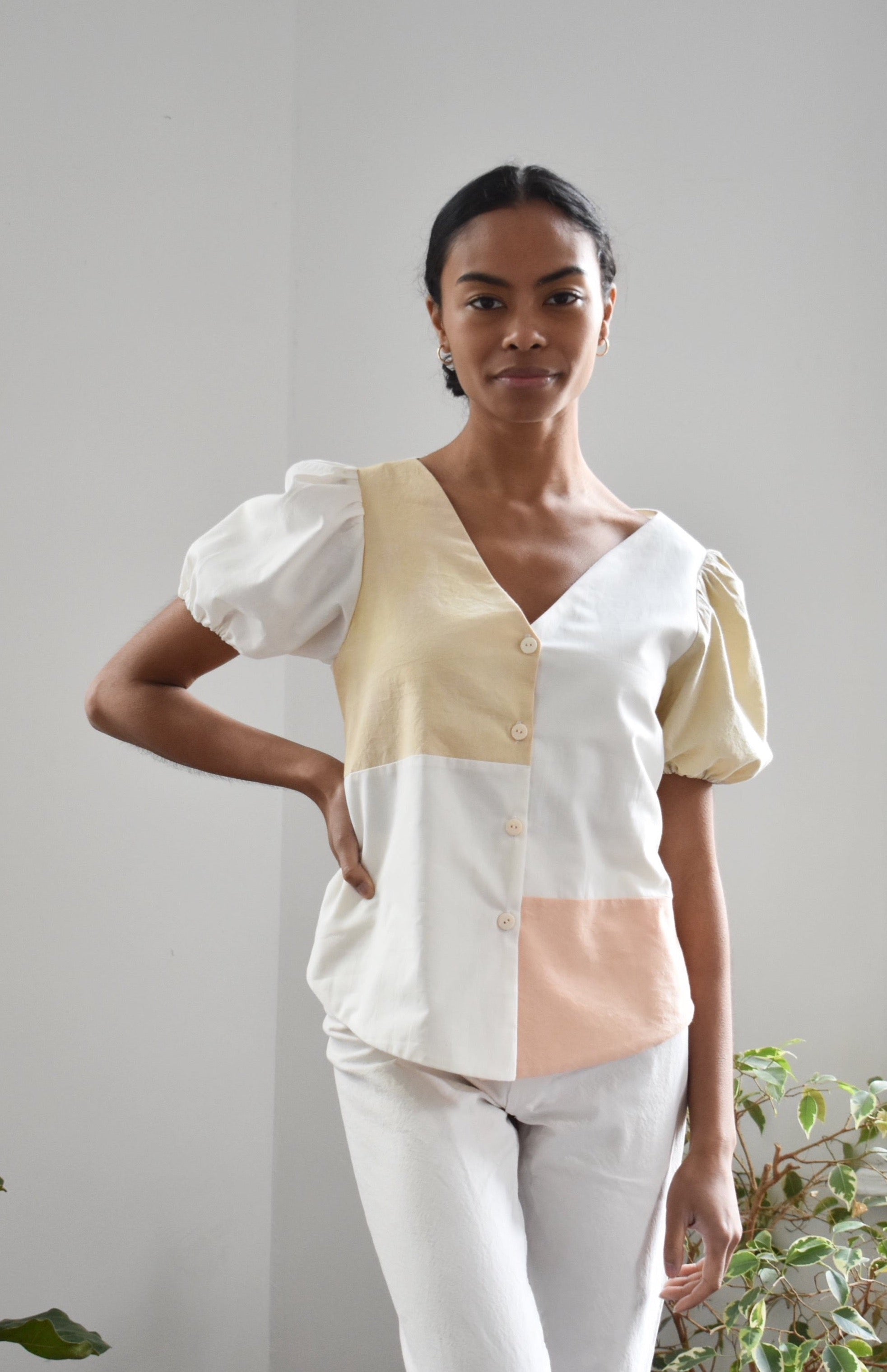 Victoria Blouse in Natural Patchwork